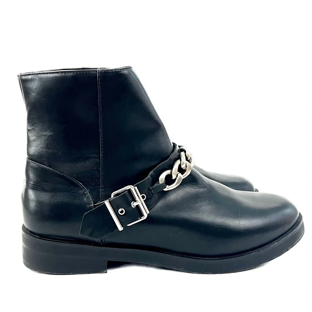Zara Chain Black Booties - Size 37 / 6.5